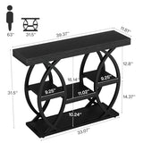 Tribesigns 39.4" Console Table, Industrial 4-Tier Sofa Table Entryway Table with Storage Shelves, Narrow Wood Accent Tables with Metal Frame for Small Spaces, Hallway, Foyer, Black Tribesigns