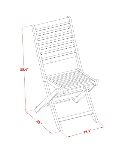 East West Furniture DEBS7CWNA 7-Piece Modern Set-6 Foldable Chairs Ladder Back and Outdoor Coffee Table and Rectangle Top with Wooden 4 Legs-Natural Oil Finish East West Furniture