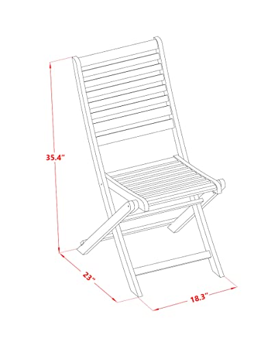 East West Furniture DEBS7CWNA 7-Piece Modern Set-6 Foldable Chairs Ladder Back and Outdoor Coffee Table and Rectangle Top with Wooden 4 Legs-Natural Oil Finish - WoodArtSupply