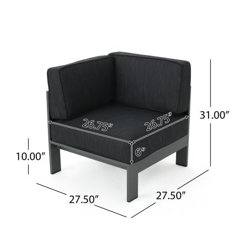 Merax Outdoor Aluminum 4-Person Patio Sectional Conversation Sofa Set, L-Shaped Outdoor Sectional Sofa with Cushions for Patios, Poolsides, Gardens, Dark Grey Merax