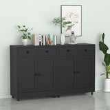 JINKUR Metal Storage Cabinet with 2 Drawers and Adjustable Shelf, Sideboard Buffet Cabinet for Home, Office, Hallway, Entryway, Living Room, Kitchen Pantry and Dining Room (Black) JINKUR