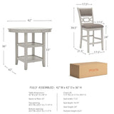 Signature Design by Ashley Erinberg Casual Counter Height Dining Table and 4 Armless Upholstered Bar Stools with Footrest and 2 Shelves, Set of 5, White & Light Gray Signature Design by Ashley