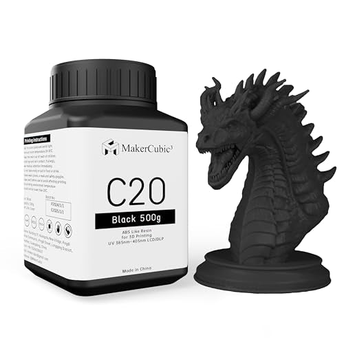 MakerCubic3 Fast ABS-Like 3D Printer Resin. 405nm Band Curing, Non-Brittle High Precision 3D Printing Liquid ABS-Like Photopolymer, Resin for LCD DLP 3D Printing(500g) (Grizzly) MakerCubic³