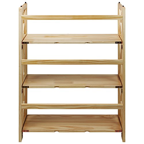 Casual Home Montego 3-Shelf Folding Bookcase, Natural , 27.5" Wide Casual Home