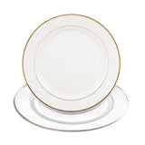 MR.R Set of 2 Sublimation Blanks White Ceramic Gold Rim Plate with Stand,Porcelain Plates, 8 inch Round Dessert or Salad Plate, Lead-Free, Safe in Microwave, Oven, and Freeze MR.R