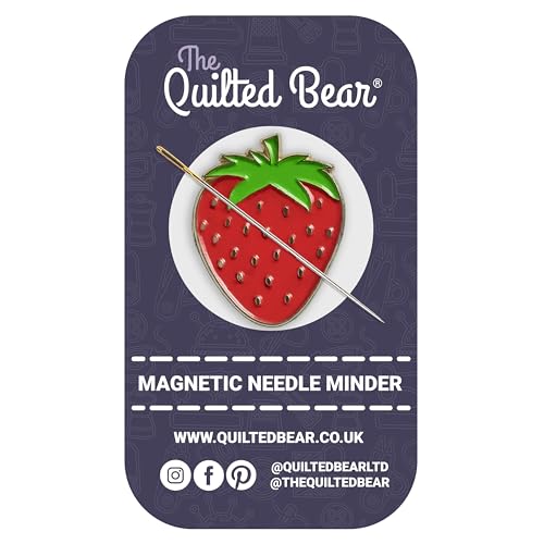 The Quilted Bear Needle Minder - Needle Minder Magnet for Keeping Sewing & Embroidery Needles, Cross Stitch Needles Safe When Stitching Cross Stitch Supplies & Embroidery Supplies (Strawberry)