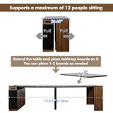 Hennhari Extendable Dining Table for 8-12 People, Expandable Console Table with Power Outlet for Dining Room & Living Room, Space Saving Kitchen Table with Extension Leaves Holder (Walnut Black) Hennhari