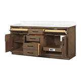 OVE Decors Maya Plus 72 in. Double Sink Bathroom Vanity in Almond Latte Finish, Black Hardware and Included Power Bar OVE Decors