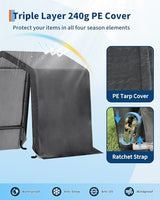 7X12 FT Heavy-Duty Portable Outdoor Storage Shed with Roll-Up Zipper Door & Vent, 240g Waterproof Carport Storage Shelter, UV-Resistant Canopy for Motorcycle, Firewood, Tools -Gray ﻿ ActiveTrail