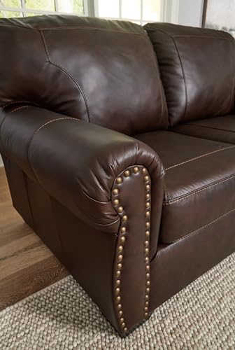 Signature Design by Ashley Colleton Classic Leather Match Sofa with Nailheads, Dark Brown Signature Design by Ashley
