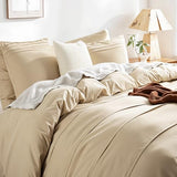 NEXHOME PRO 100% Organic Cotton Duvet Cover Full, Linen Like Pleated Textured Duvet Cover Set Yellow Tan, 3pc Bedding Set with Zipper Closure, Soft, Lightweight and Breathable(80"x90", No Comforter) NEXHOME PRO