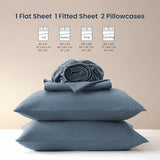 SLEEP ZONE King Sheet Set – 4 Piece Bed Sheets for King Size Bed, Soft and Breathable Cooling Microfiber, Includes 1 Fitted Sheet, 1 Flat Sheet and 2 Pillowcases Deep Pocket 16" (Flint Blue, King) SLEEP ZONE