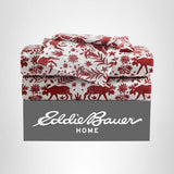 Eddie Bauer 3 Pc Flannel Sheets Twin Size - 100% Cotton Breathable & Soft Twin Sheets Set (1 Flat, 1 Flannel Fitted Sheet & 1 Pillowcase) - 12" Deep Pocket All Seasons Sheet Set (Arcadia Red) Eddie Bauer