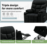 Korser Power Recliner Chair with Massage and Heating, Electric Recliner Chair for Elderly and Adults, Power Lift Recliner with Remote Control and Cup Holders for Living Room, Linen Fabric, Black