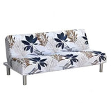 MIFXIN Armless Sofa Cover Futon Slipcover Stretch Elastic Folding Sofa Bed Non-Armrest Couch Furniture Protector Spandex Printed Washable Sofa Cover Without Armrests (Grey Blue Leaf) MIFXIN