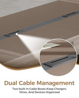 Nuipesn 12FT Rectangular Conference Table (142" x 51"), Extra Wide Boardroom Meeting Table for 12-14 People, Dual Cable Management Grommets, 1.6" Thick Top, Light Oak & Gray Nuipesn