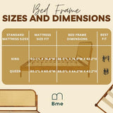 Bme Aurelia King Solid Wood Bed Frame with Rattan Headboard – Bohemian & Mid Century Modern Luxury Bme