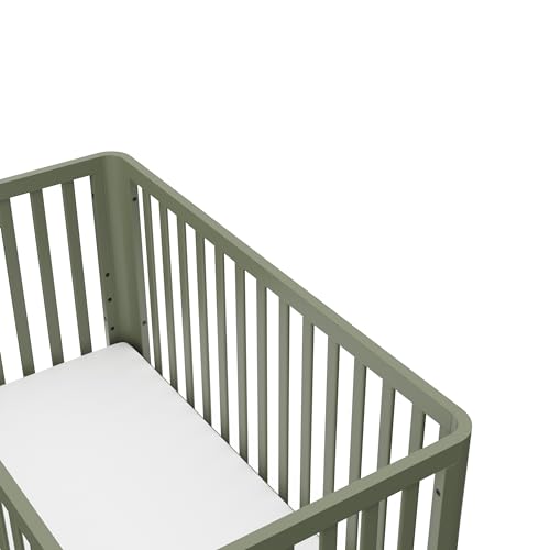 Storkcraft Santos 3-in-1 Convertible Crib (Olive with Natural) – GREENGUARD Gold Certified, Fits Standard Crib Mattress, Converts to Toddler Bed and Daybed, Rounded Details, Designer Edition