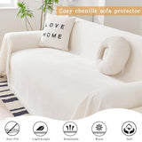 DreDecor White Couch Cover for Dogs Washable,Sofa Covers Washable,Chenille Loveseat Covers, Sofa Covers for 2 Cushion Couch,Soft Sofa Slipcovers and Furniture Covers for Sofa and Loveseat,71" X 118" DreDecor