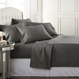 Danjor Linens Bed Sheet Set King Size for Hot Sleepers, Hotel Premium Sheets with 4 Pillowcases, Lightweight Brushed Microfiber Deep Pockets, Breathable Cooling 6 Piece Bedding Sets, Gray Danjor Linens