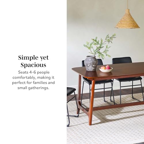 Walker Edison Mid-Century Modern Solid Wood Trestle Base Dining Table, 60 Inch, Walnut Walker Edison