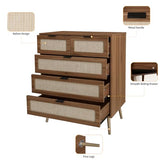 mixtavie Rattan Dresser with 5 Drawers, 5 Drawers Dresser for Bedroom, Dressers & 5 Chests of Drawers with Metal Handles, Modern Storage Organizer Dresser for Hallway (Walnut, Set of 1) mixtavie