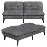Shintenchi Convertible Futon Sofa Bed, Folding Velevt Set with Adjustable Backrest Recliner Lounge for Living Room, Apartment or Office, Solid Wood Frame, 3-Seater Sofa, Dark Grey Shintenchi