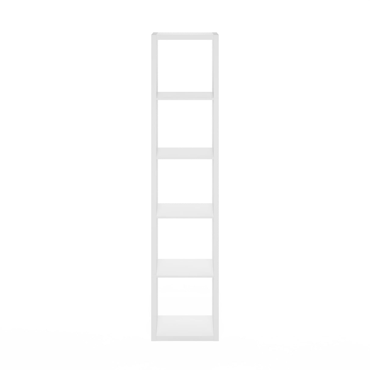 Furinno Cubicle Book Shelf, Vertical 5-Cube Bookshelf, Extra Thick Frame Horizontally & Vertically Reversible Bookcase with Open Back, 14.6" x 16" x 72", for Living Room, Bedroom, Home Office, White Furinno