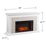 SEI Furniture Canyon Heights Faux Stacked Stone Electric Fireplace, White SEI Furniture