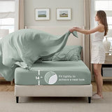 Bedsure Queen Comforter Set Sage Green - Bed in a Bag Queen Size Bedding 7 Pieces, GentleSoft™ Pintuck Bed Set Gift for Family, Pinch Pleat All Season Comforter with Sheets, Pillowcases & Shams Bedsure