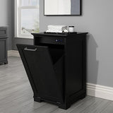 OLD CAPTAIN Wooden Tilt Out Trash Cabinet, Wooden Kitchen Garbage Can Free Standing Holder, Black Finish… OLD CAPTAIN