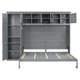 Merax Queen Size Murphy Bed with Cabinets, Gray Merax
