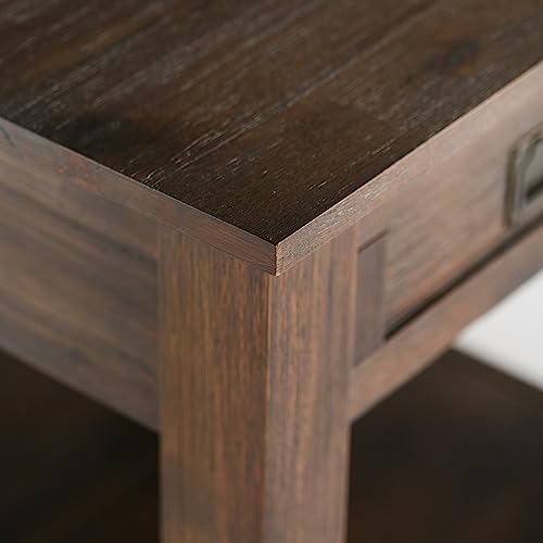 SIMPLIHOME Monroe Solid Acacia Wood 22 inch wide Square Rustic End Side Table in Distressed Charcoal Brown with Storage, 1 Drawer, for the Living Room and Bedroom - WoodArtSupply