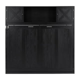 SOFTSEA Queen Size Horizontal Murphy Bed with Shelves, Hidden Wall Bed Frame with Storage Cabinets, Space Saving Foldable Murphy Bed for Small Spaces, Guest Room, Bedroom, Office, Black SOFTSEA