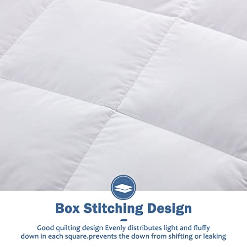 Dafinner Feather Down Blanket Full/Queen Size, Extra Lightweight Summer Comforter, Noiseless & Ultra Soft Thin Bed Blanket with Satin Trim (90"x90", White) Dafinner
