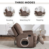 ANJ 360° Swivel Rocker Recliner Chair for Adults, Classic Manual Glider Recliners with Overstuffed Backrest, Upholstered Rocking Reclining Sofa Chair for Living Room, Brown