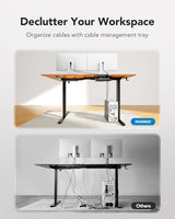 HUANUO 71x48 inch Dual Motor L Shaped Electric Standing Desk with 3 Preset Heights, Electric Height Adjustable Computer Table, 2 Hooks & Cable Tray, Raising Desk for Home Office, Vintage Brown HUANUO