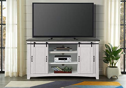 Martin Svensson Home Hampton TV Stand, White Stain with Grey Stain Top - WoodArtSupply