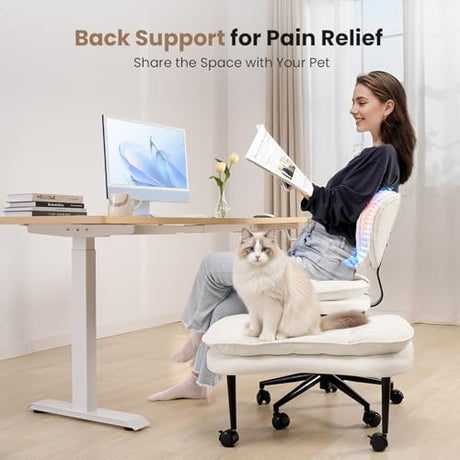 Cross Legged Office Chair, Ergonomic Cloud Criss Cross Desk Chair, Meditation Chair with Wheels, Height Adjustable Seat for ADHD, Wide Kneeling Chair with Back Support HOMRELEXA