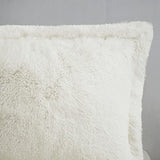 Intelligent Design Malea Shaggy Duvet with Quilted Box Design, Long Faux Fur Comforter Cover Cozy Bedding Set, Matching Shams, (Insert Not Included) Full/Queen, Ivory 3 Piece, 90x90 Intelligent Design