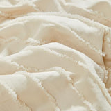 3 Pieces Tufted Stripes Crib Bedding Set with Ruffle Fringe, Beige Ruffled Comforter with Fitted Sheet and Bed Skirt , Soft and Embroidery Shabby Chic Boho Bohemian Jacquard Design for Baby Girls Boys Flysheep