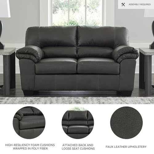 Signature Design by Ashley Bladen Faux Leather Loveseat, Gray Signature Design by Ashley