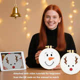 Christmas Embroidery Kits for Beginners Adults, Cute Embroidery Christmas Ornament Kits, Xmas Cross Stitch Kits for Beginners Craft Kits for Adults Women, 2 Sets Embroidery Hoops & Video Tutorial