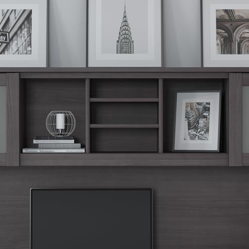 Bush Home Somerset 72W 3 Position Sit to Stand L Shaped Desk with Hutch in Storm Gray | Adjustable Height Table for Home Office Bush Home