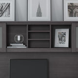 Bush Home Somerset 72W 3 Position Sit to Stand L Shaped Desk with Hutch in Storm Gray | Adjustable Height Table for Home Office Bush Home