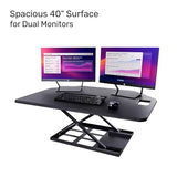 X-Elite Pro 40" Corner Standing Desk Converter with Pneumatic Lift | Adjustable Sit to Stand Riser, L-Shaped Desks & Cubicles | Fully Assembled Computer Workstation (Matte Black) Stand Steady