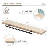 Marsmiles 36 Inch Floating Shelves Wood Unfinished, Natural Wooden Floating Shelves for Wall Set of 2, Solid Wood Wall Mounted Shelves for Bathroom Marsmiles