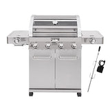 Monument Grills Larger 4-Burner Propane Gas Grills Stainless Steel Cabinet Style with Infrared Side Sear & Side Burners with Stainless Steel Rotisserie Kit(2 Items) Monument Grills