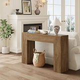 Wood Console Table for Entryway Living Room, 43-Inch Modern Sofa Table, Farmhouse Small Rectangular Accent Console with Wooden Double Base for Behind Couch Hallway Foyer Entrance, Light Oak Brown Epecoya