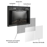 Benrocks 36” Electric Fireplace Inserts with Glass Door and Mesh Screen, Multicolor Flames & Fire Crackling Sounds, Timer, Overheating Protection Fireplace Heater, 750/1500W Benrocks